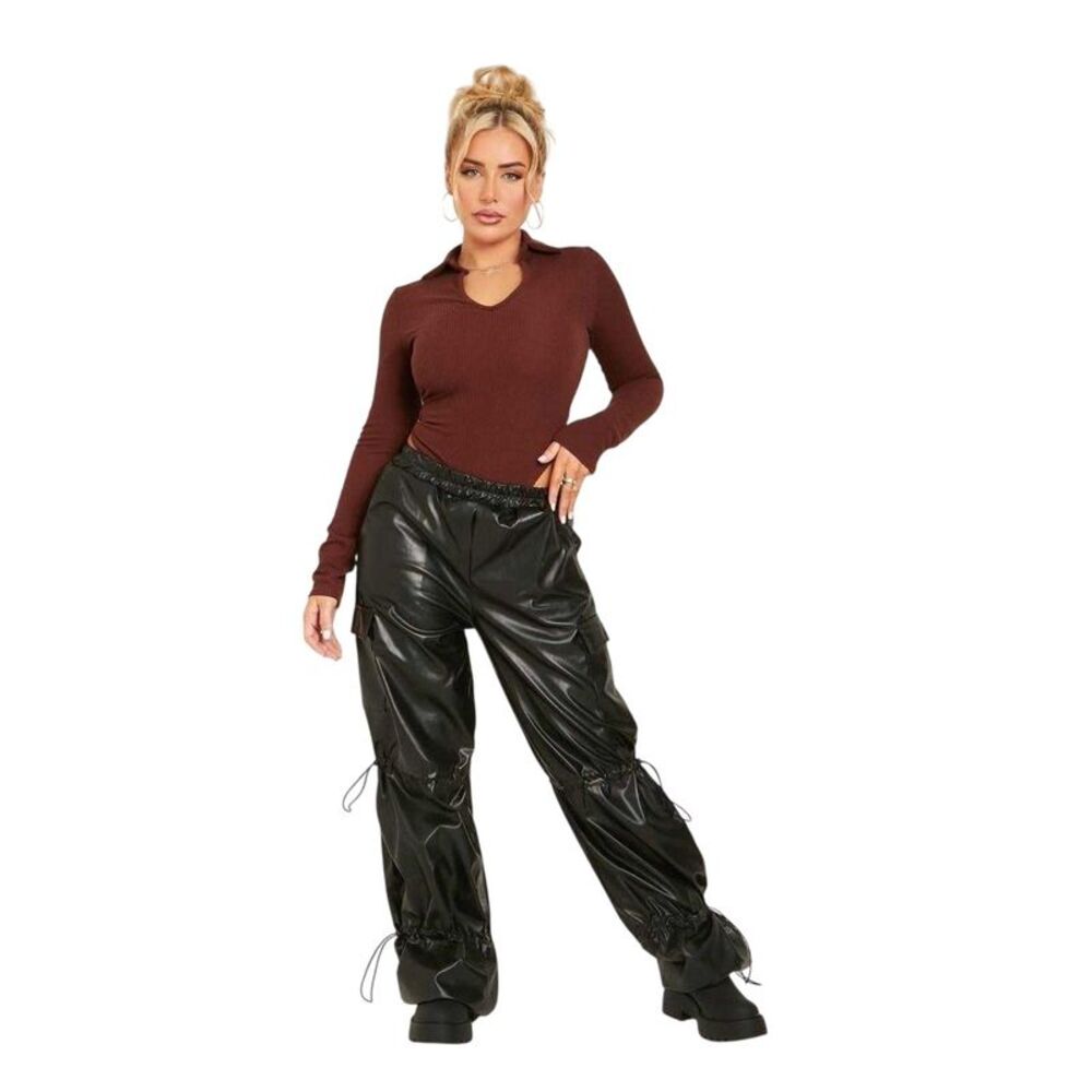 Missy Empire Womens/Ladies Toggle Cargo Pants / Black